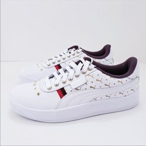 Puma White Studded with Red stripe Sneakers